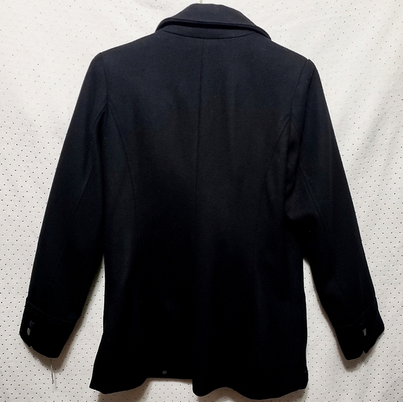 Wool Blend Modern Black Pea Coat * NWT * Sz S - Picture 4 of 7